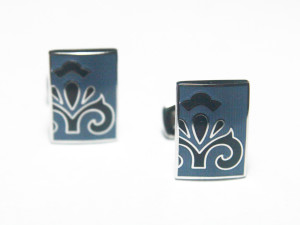 Samuel Wright Enamel Fleur de Lys Cufflinks